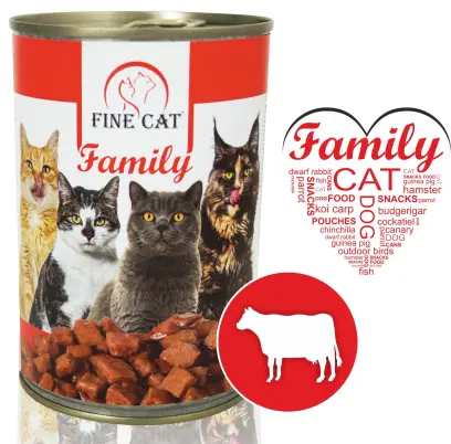 Konzerva pro kočky Family s hovězím 415g, Fine Cat#24285