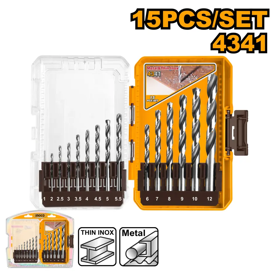 Vrtáky do kovu sada 15 ks AKDL51506, Ingco#25313