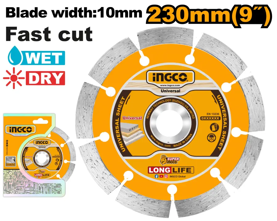 Kotouč diamantový, suché řezání 230 mm DMD012302, Ingco#25322