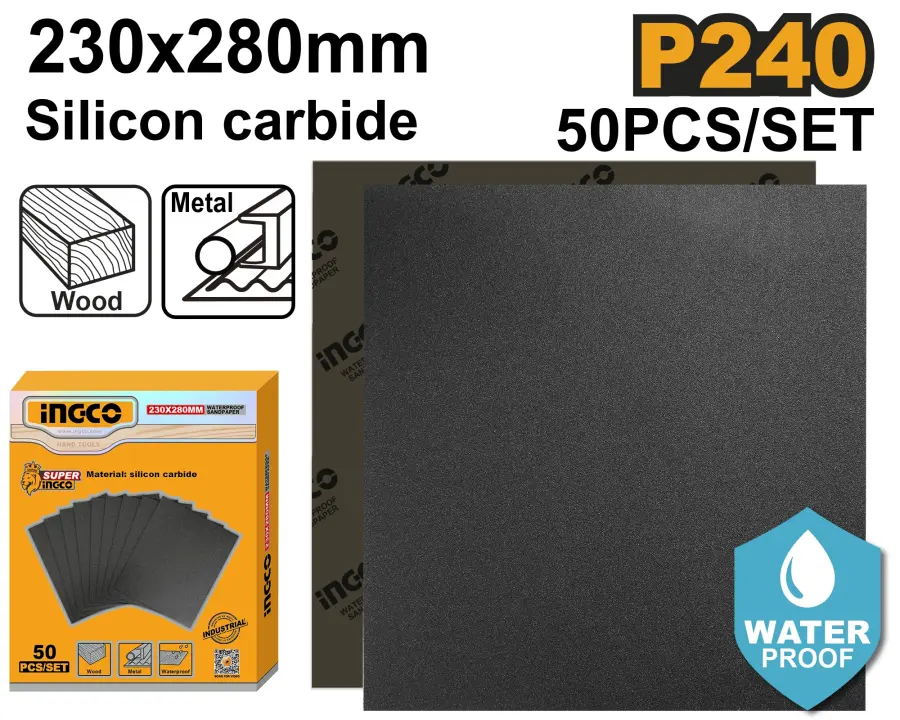 Papír brusný 230x280mm, P240 AKHS024016, Ingco#25333
