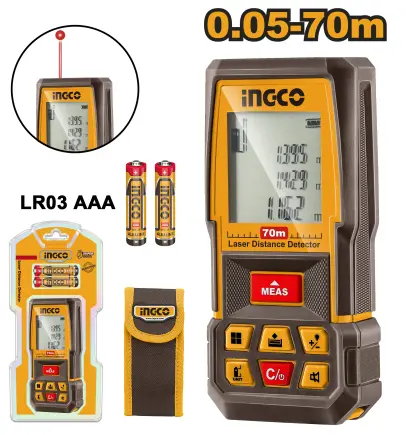 Měřič vzdálenosti laserový,2x1.5 AAA/0.05-70m HLDD0708, Ingco#25344