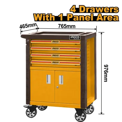 Skříňka na kolečkách 4 zásuvky a 1 dvířka bez nářadí HDTC01042, Ingco#25640
