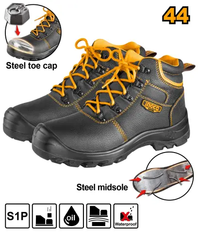 Obuv pracovní s ochrannou špičkou a ocelovou podrážkou - kotníková vel. 44 SSH04S1P.44, Ingco#26217