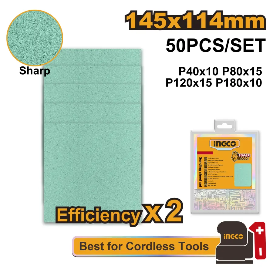 Papír brusný ostrý 145x114mm 50ks AKFS145115, Ingco#26991