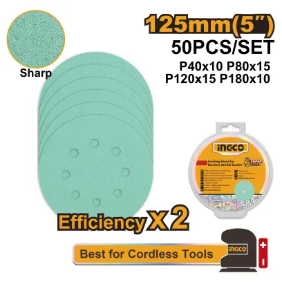 Papír brusný ostrý pro excentrickou brusku 125mm 50ks AKRS125050, Ingco#27000
