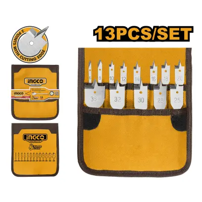 Vrtáky do dřeva ploché, sada 13ks AKD41301, Ingco#27005