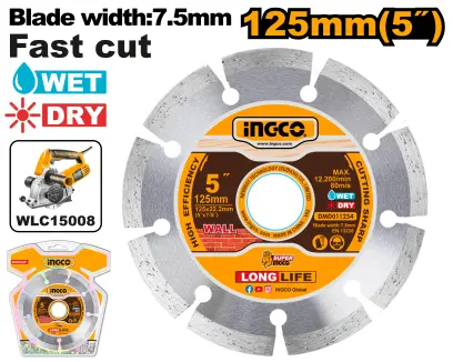 Kotouč diamantový na suché i mokré řezání 125mm DMD011254, Ingco#27013