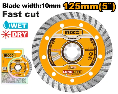 Kotouč turbo, diamantový 125mm suché i mokré řezání DMD031252, Ingco#27020