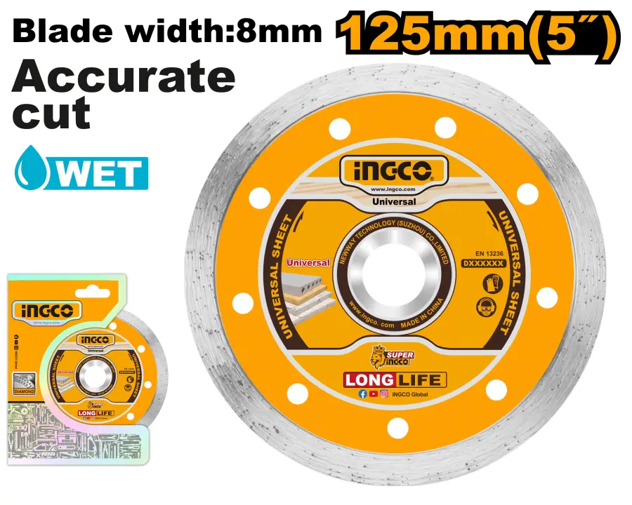 Kotouč diamantový 125mm mokré řezání DMD021252, Ingco#27022