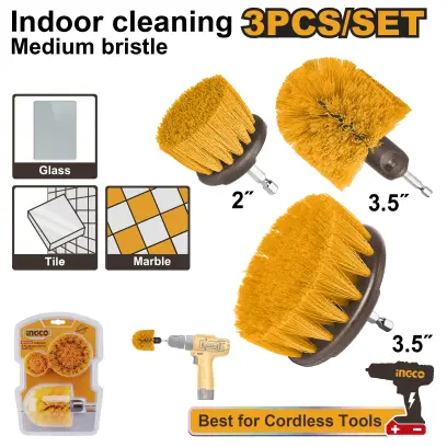 Kartáč středně hrubý sada 3ks WCBM0301, Ingco#27027