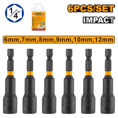 Sada magnetických rázových hlavic 6ks AMN65061, Ingco#27031