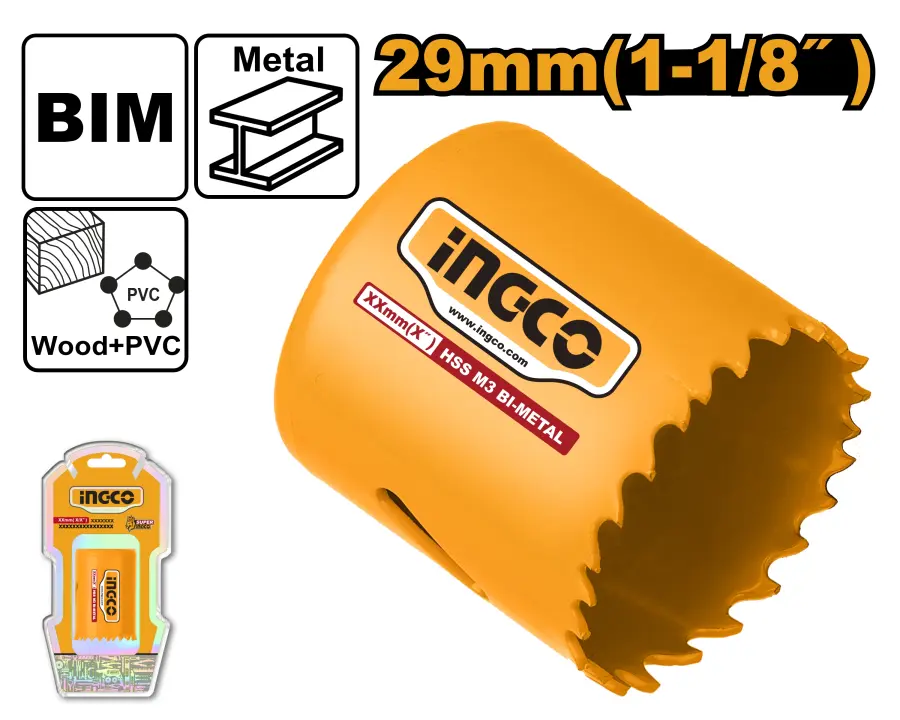 Korunka vykružovací HSS dvojitá do kovu a dřeva 29mm HSB10291, Ingco#27038