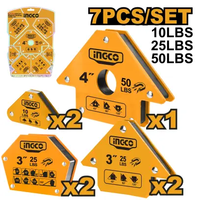 Držák magnetický pro svařování sada 7ks AMWH7002, Ingco#27046