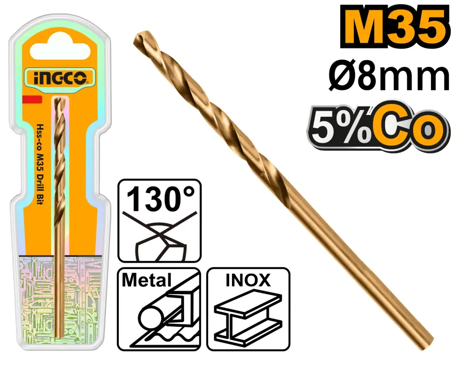 Vrták do kovu HSS, 8mm, M35 DBT01130801, Ingco#27051