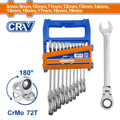 Klíč očkoplochý s kloubem sada 12ks WSP5212, Wadfow#27442