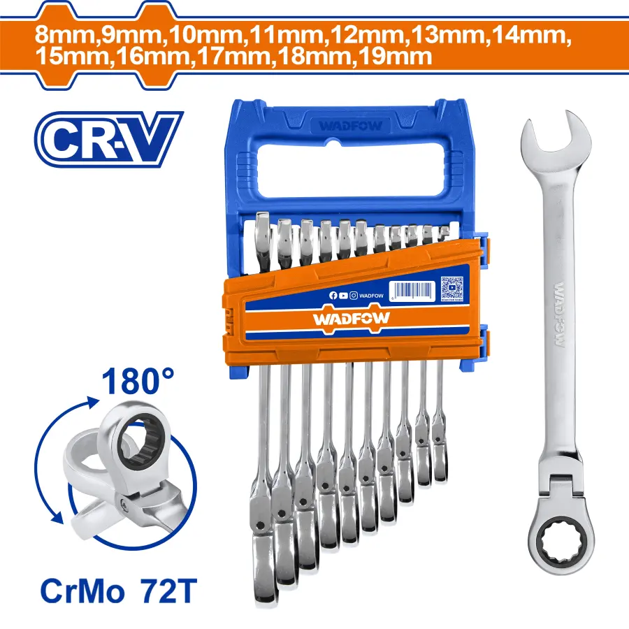 Klíč očkoplochý s kloubem sada 12ks WSP5212, Wadfow#27442