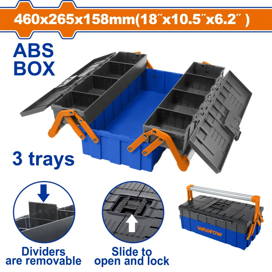 Kufr na nářadí ABS, 400x265x158mm WTB4303, Wadfow#27457