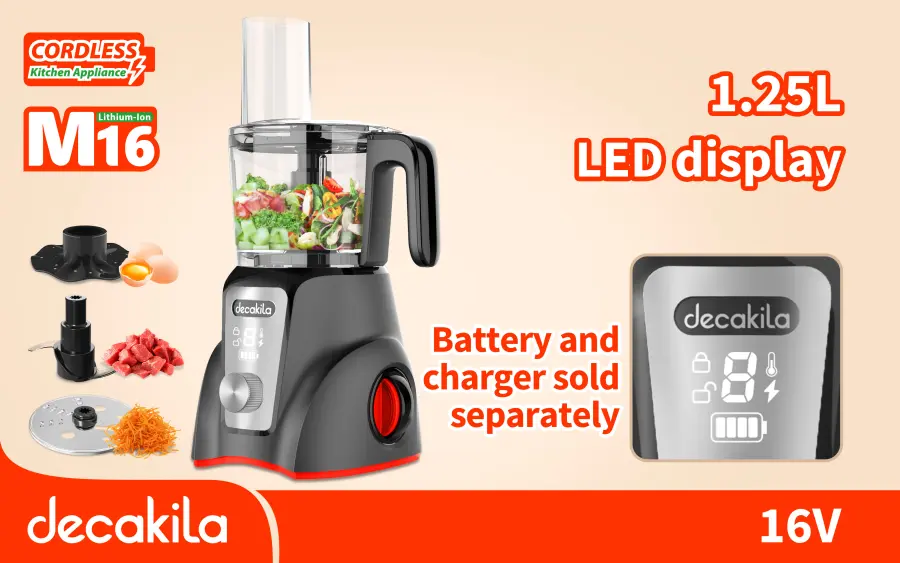 Robot kuchyňský AKU 1,25l 250W šedý bez baterie a nabíječky KMMG026B, Decakila#27499