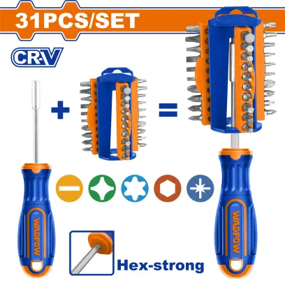 Sada bitů 31ks + šroubovák WSS8431, Wadfow#27819