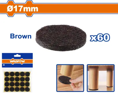 Podložka plstěná samolepící d.17-hnědá sada 60ks WPAS1112, Wadfow#28170