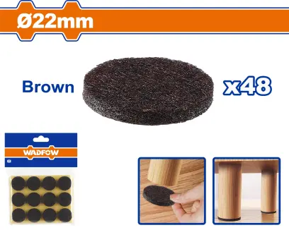 Podložka plstěná samolepící d.22-hnědá sada 48ks WPAS1114, Wadfow#28171