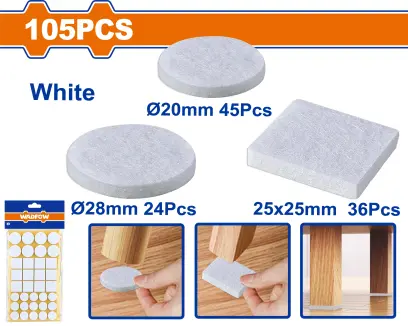 Podložka plstěná samolepící bílá sada 105ks WPAS4101, Wadfow#28172
