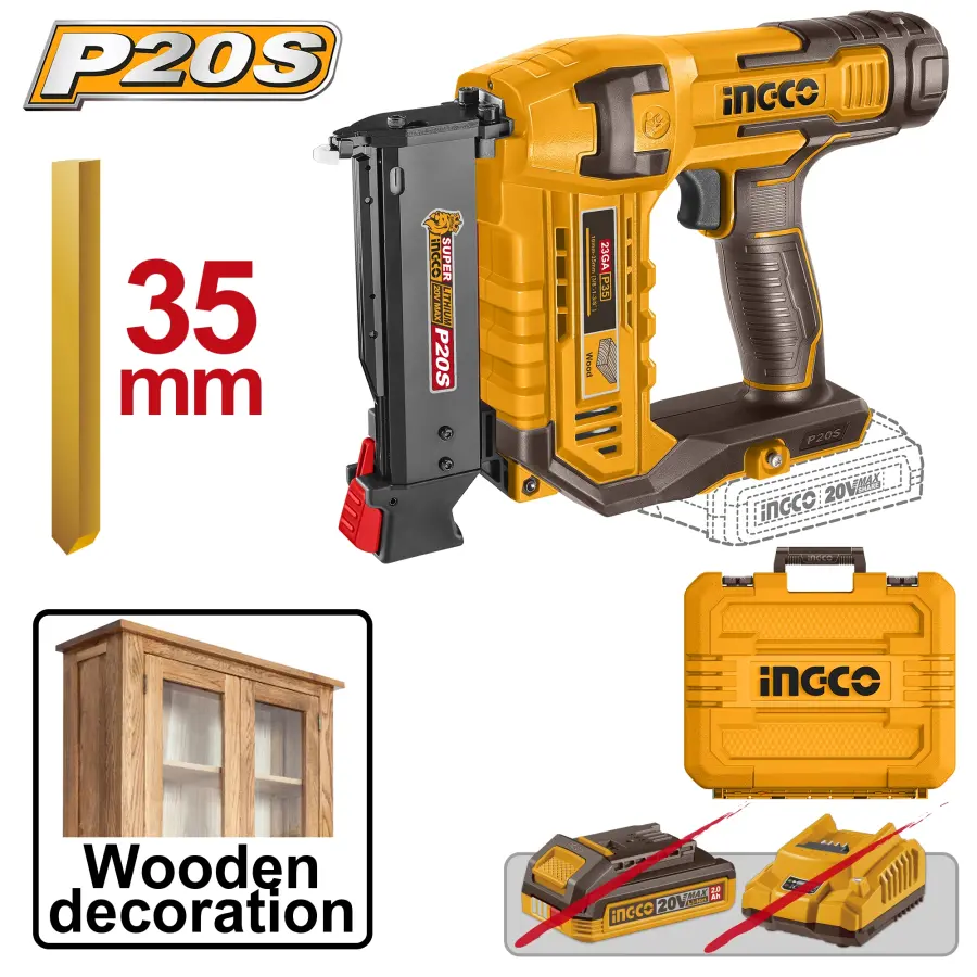 Hřebíkovačka/sponkovačka AKU, 35mm, bez baterie a nabíječky CBNLI3603, Ingco#28312