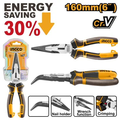 Kleště ploché zahnuté CrV 160mm HHBNP28160, Ingco#28318