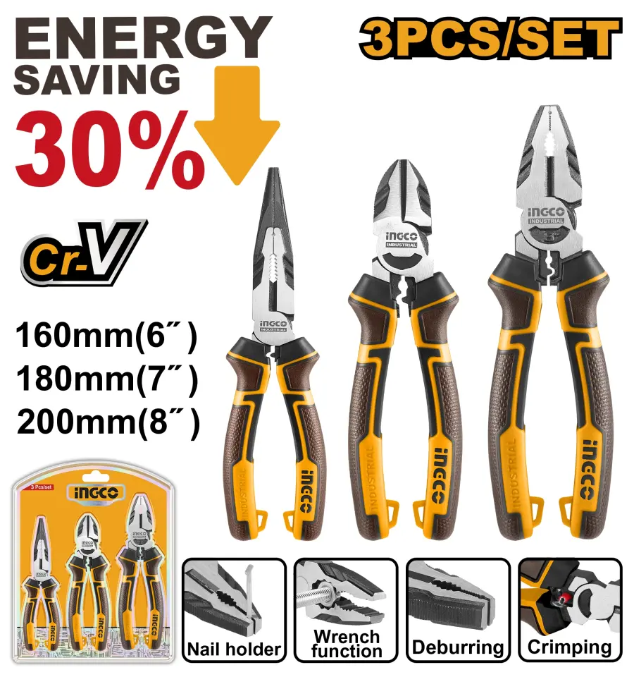 Kleště sada 3ks CrV HKHLPS2831, Ingco#28321
