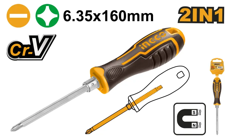 Šroubovák 2v1 CrV AKISD0201, Ingco#28342