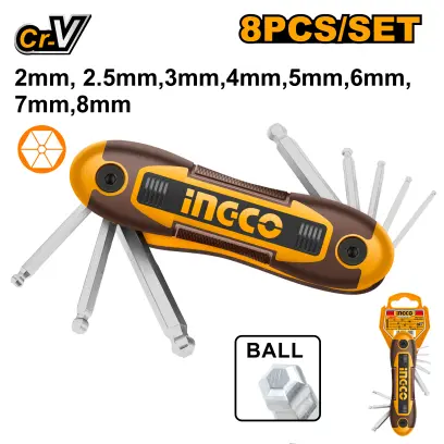 Klíč inbus s kuličkou 8v1 HHK14082, Ingco#28345