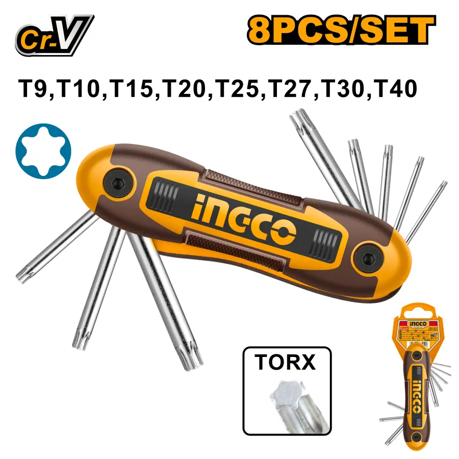 Klíč torx 8v1 HHK14083, Ingco#28346