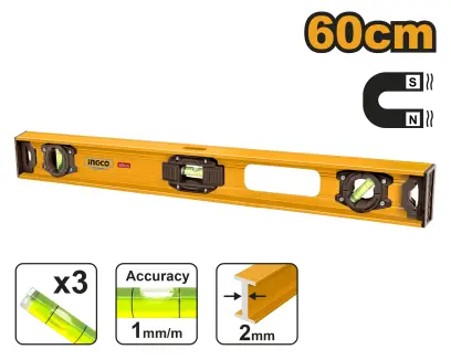Vodováha 600mm ALU 3 libely HSL28060, Ingco#28404