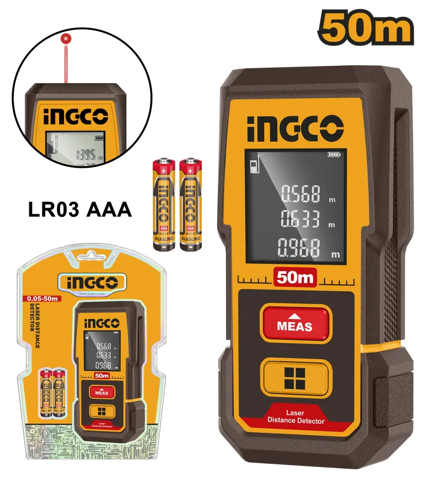 Měřič vzdálenosti laserový 0,05-50m, HLDD0508, Ingco#28412
