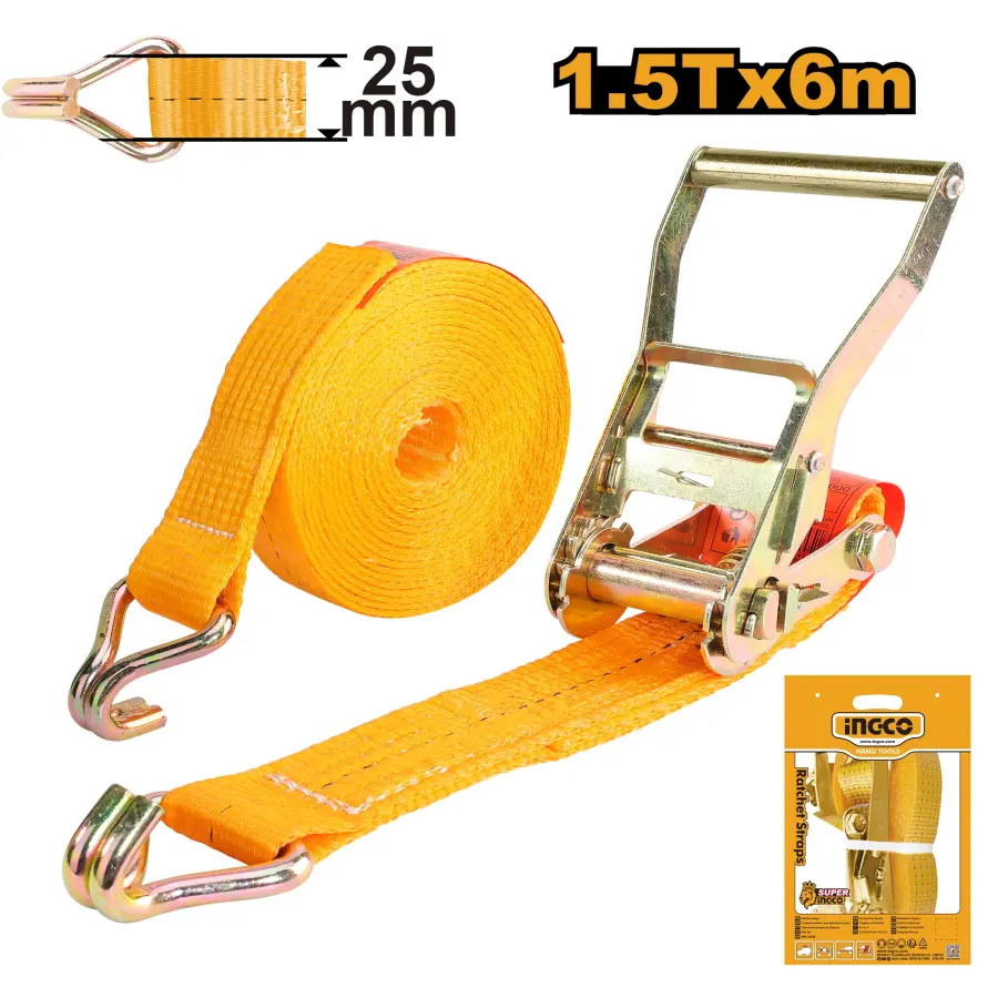 Popruh upínací s ráčnou 1,5Tx6m HRSP262, Ingco#28420