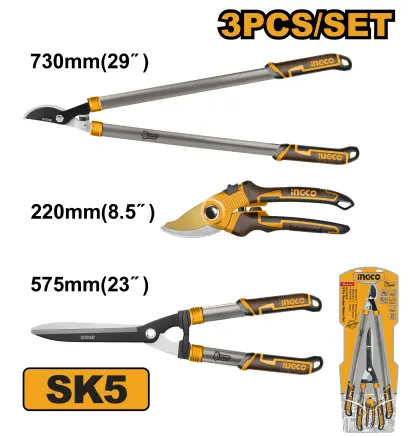 Nůžky zahradní sada 3ks HLT76033, Ingco#28426