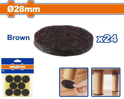 Podložka plstěná samolepící d.28mm hnědá sada 24ks WPAS1116, Wadfow#28689