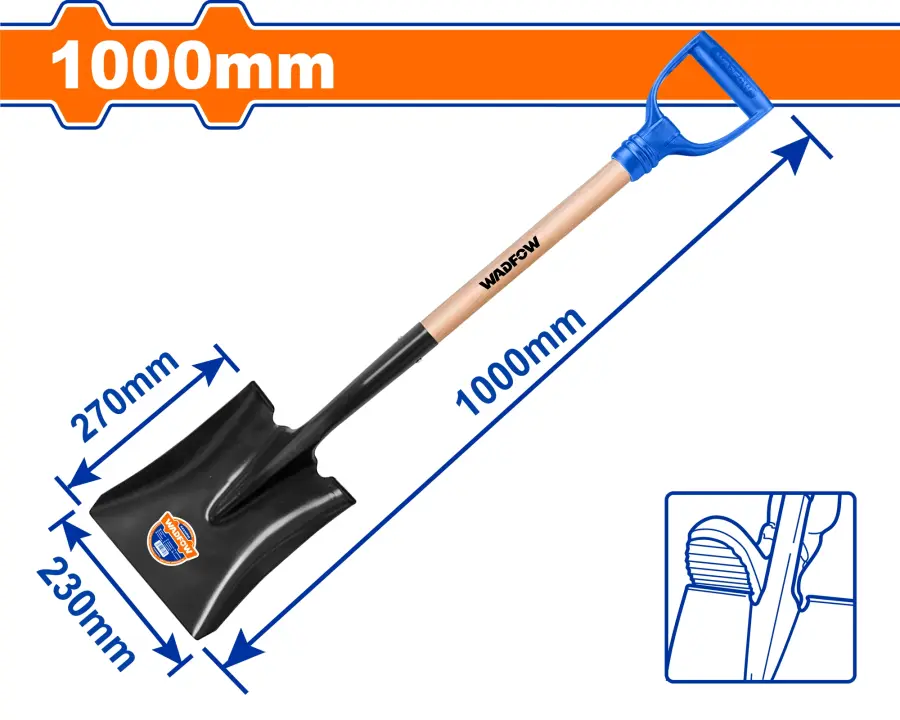 Lopata rovná s násadou 1000mm WSE1337, Wadfow#28695