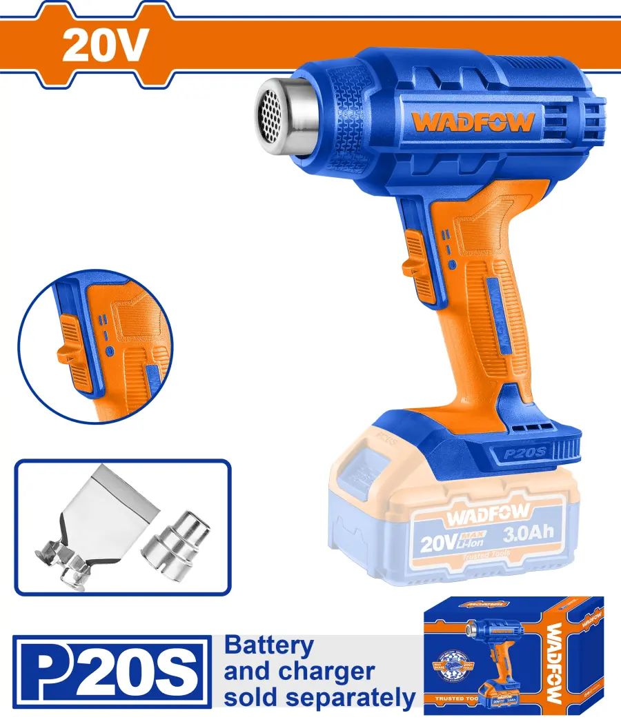 Pistole horkovzdušná AKU bez baterie a nabíječky WKH1501, Wadfow#28706