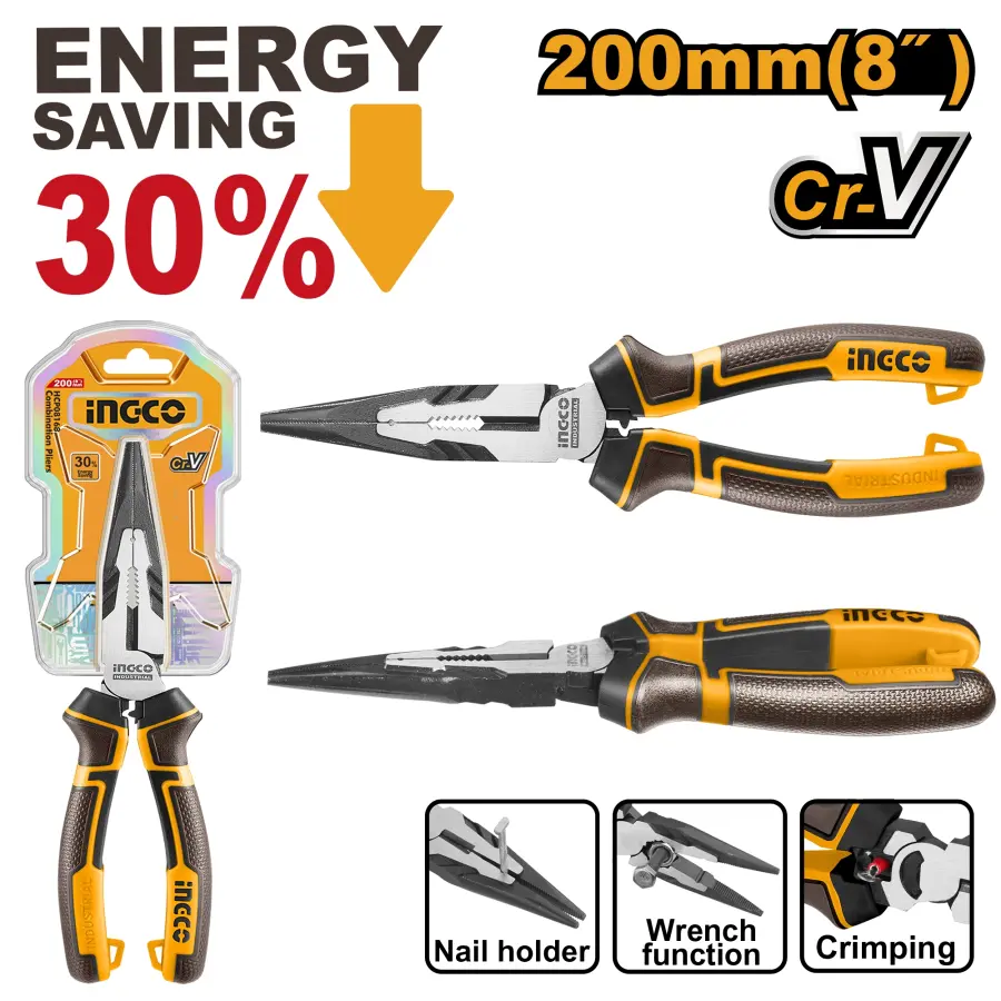 Kleště s dlouhými čelistmi 200mm CrV HHLNP28200, Ingco#28746