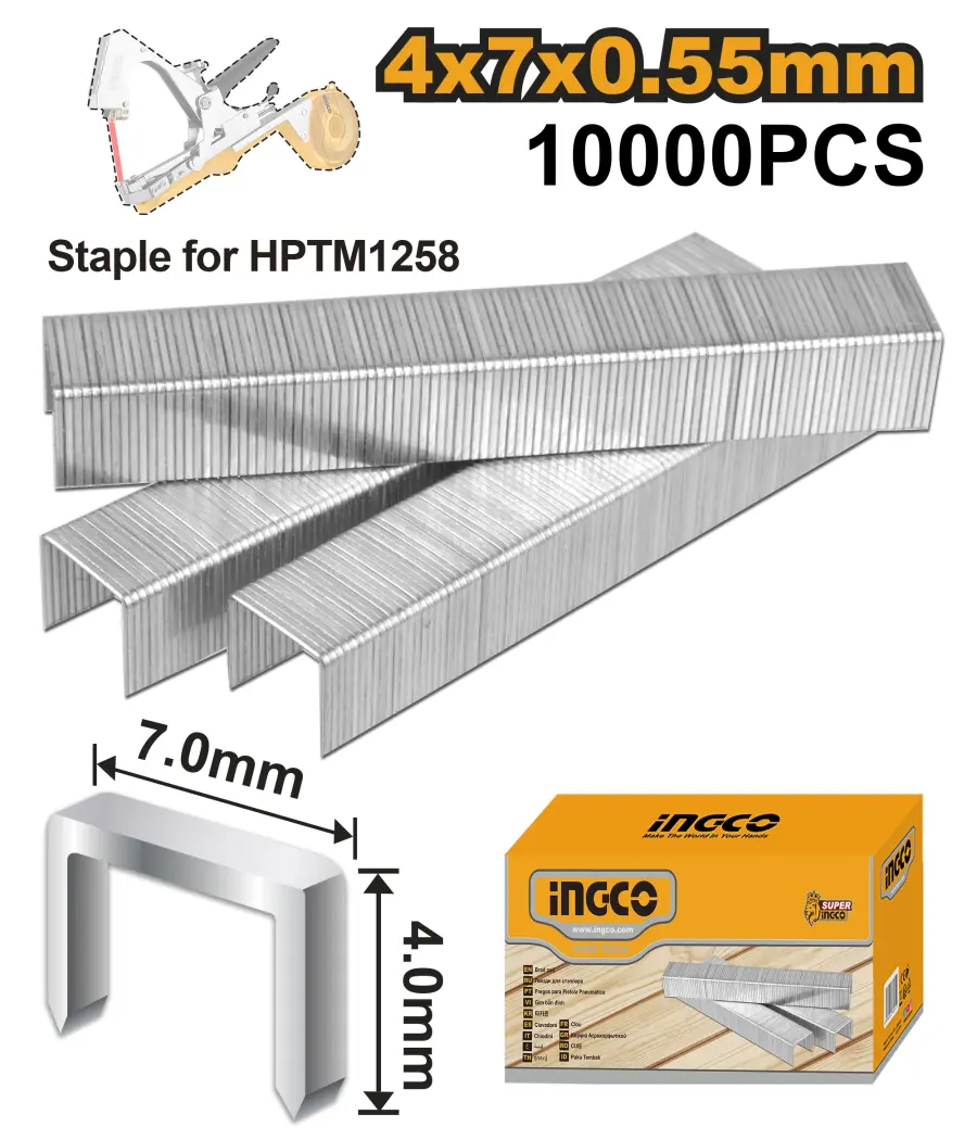 Spony pro vázací kleště 4×7×0,55 mm 1000 ks HPTM1258S, Ingco#28769