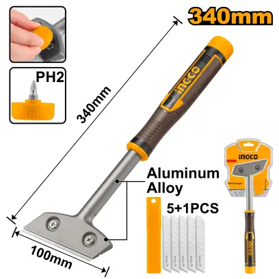 Škrabka na barvu a tapety+ náhradní břit 5ks HGS3088, Ingco#28773