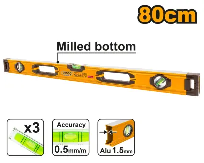 Vodováha 800mm ALU 3 libely HSL08080, Ingco#28785