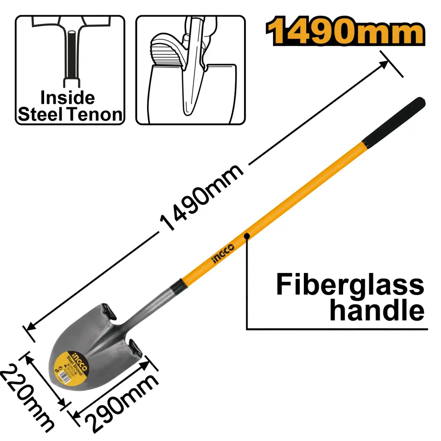 Lopata srdcovka 1490mm sklolaminát HSSLH2214, Ingco#28800