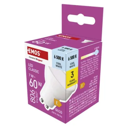 Žárovka Classic LED MR16 / GU10 / 7 W (60 W) / 806 lm / studená bílá#29521