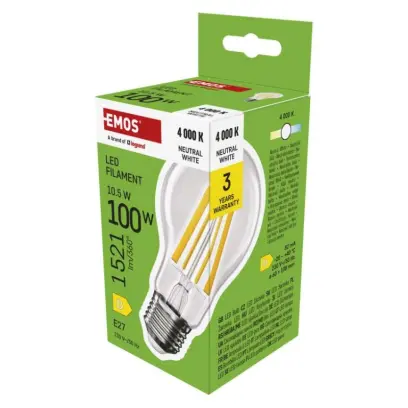 Žárovka LED FLM A60 10,5W 100W 1521lm E27 NW, Emos#29544