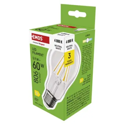Žárovka LED FLM A60 5,9W(60W) 806lm E27 NW, Emos#29577