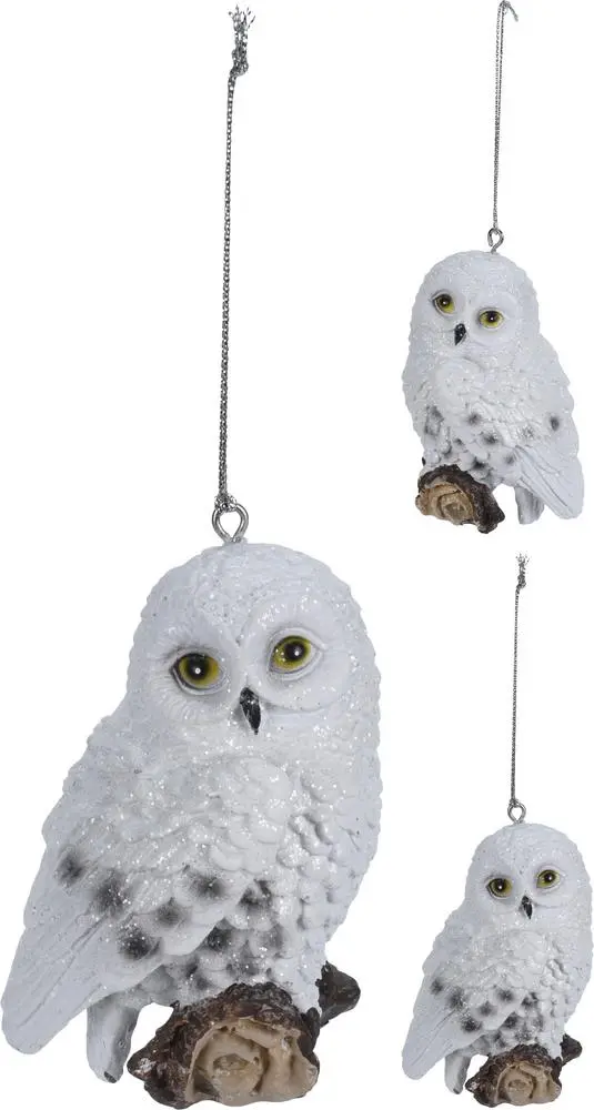 Ozdoba závěsná sova 8x7x10cm polyrezin mix#30397