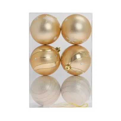 Ozdoba závěsná koule plast zlatá mix 10cm 6ks#30418