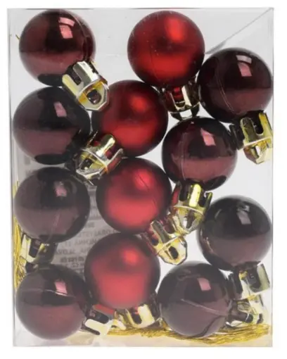 Ozdoba závěsná Koule plast bordó mix 2cm 12ks#30423
